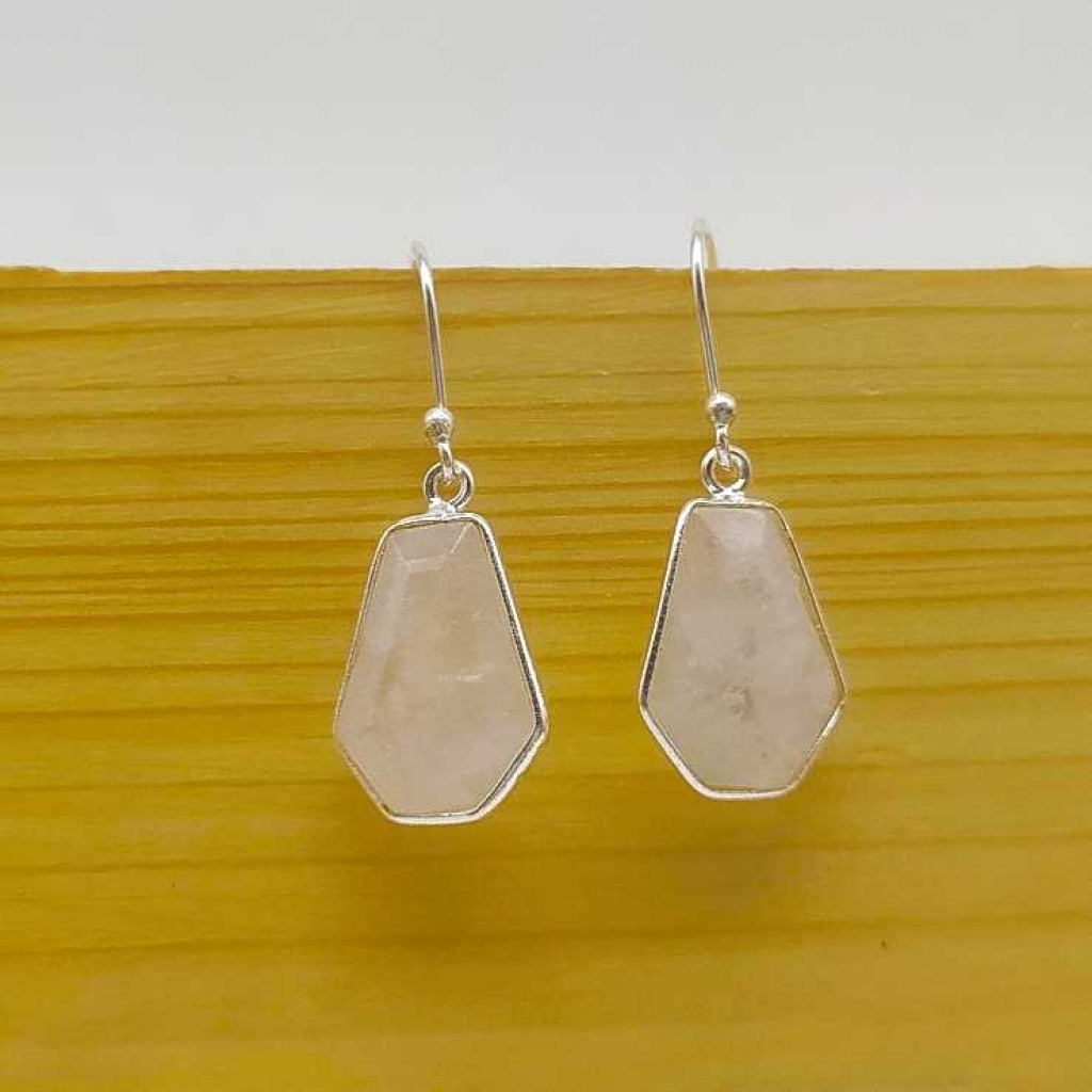 925 Sterling Silver Rainbow Moonstone Gemstone Boho Earring