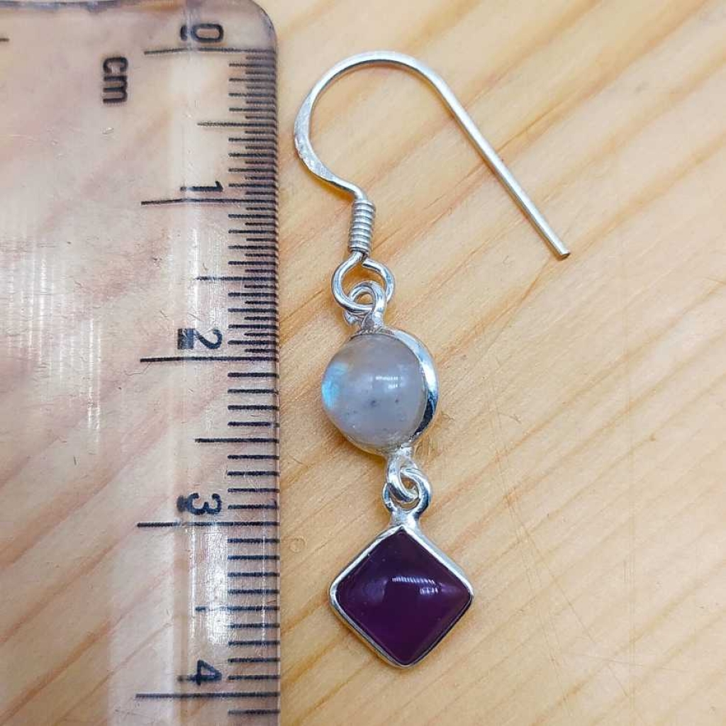 925 Sterling Silver Amethyst Gemstone Handmade Earring