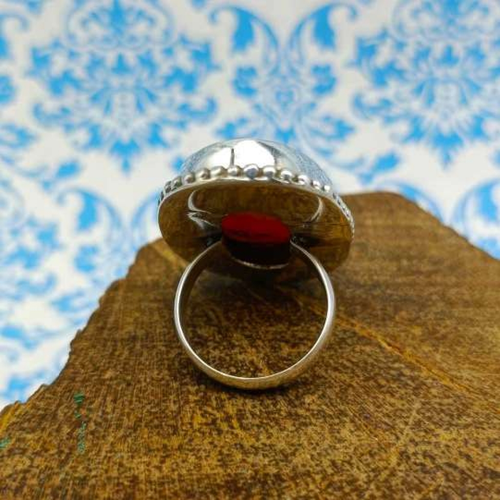 925 Sterling Silver Rhodochrosite  Oval Shape Handmade Gemstone Ring