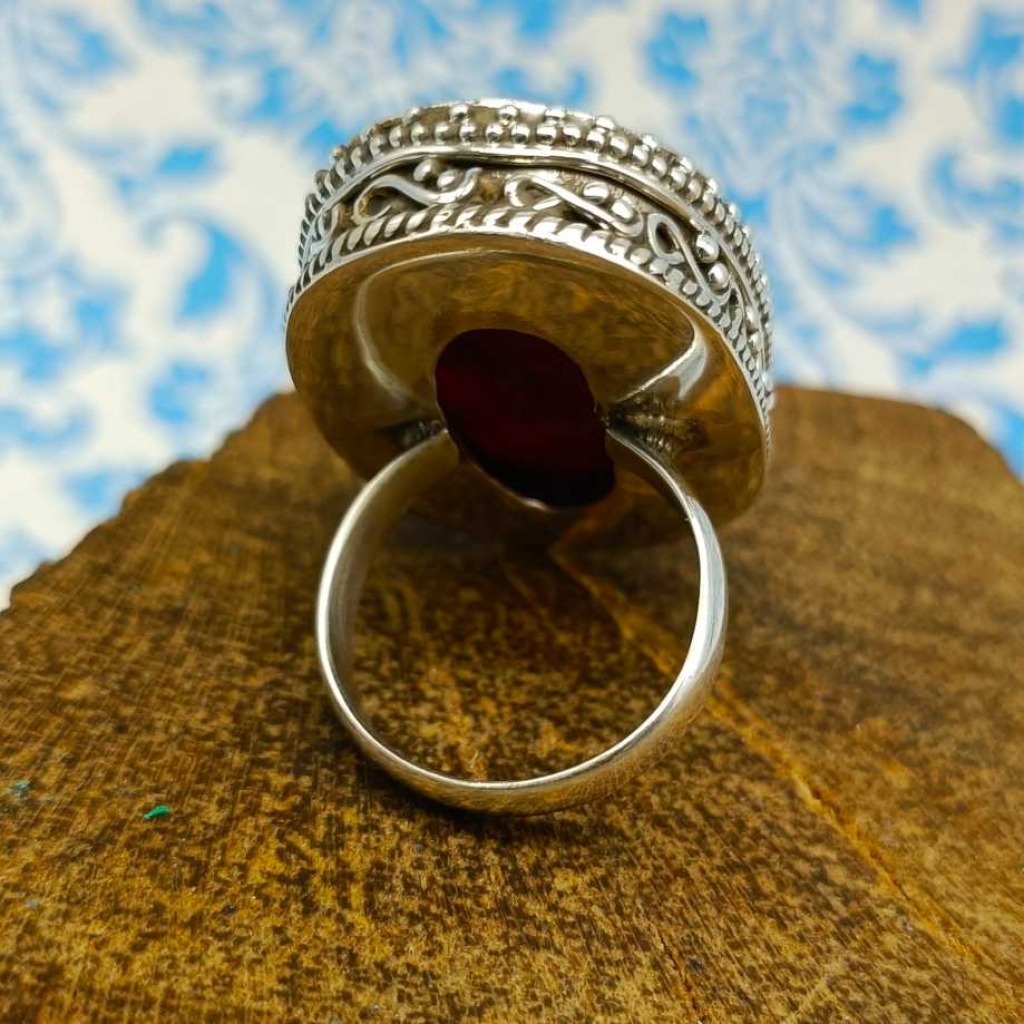 925 Sterling Silver Ruby Oval Shape Handmade Gemstone Boho Ring