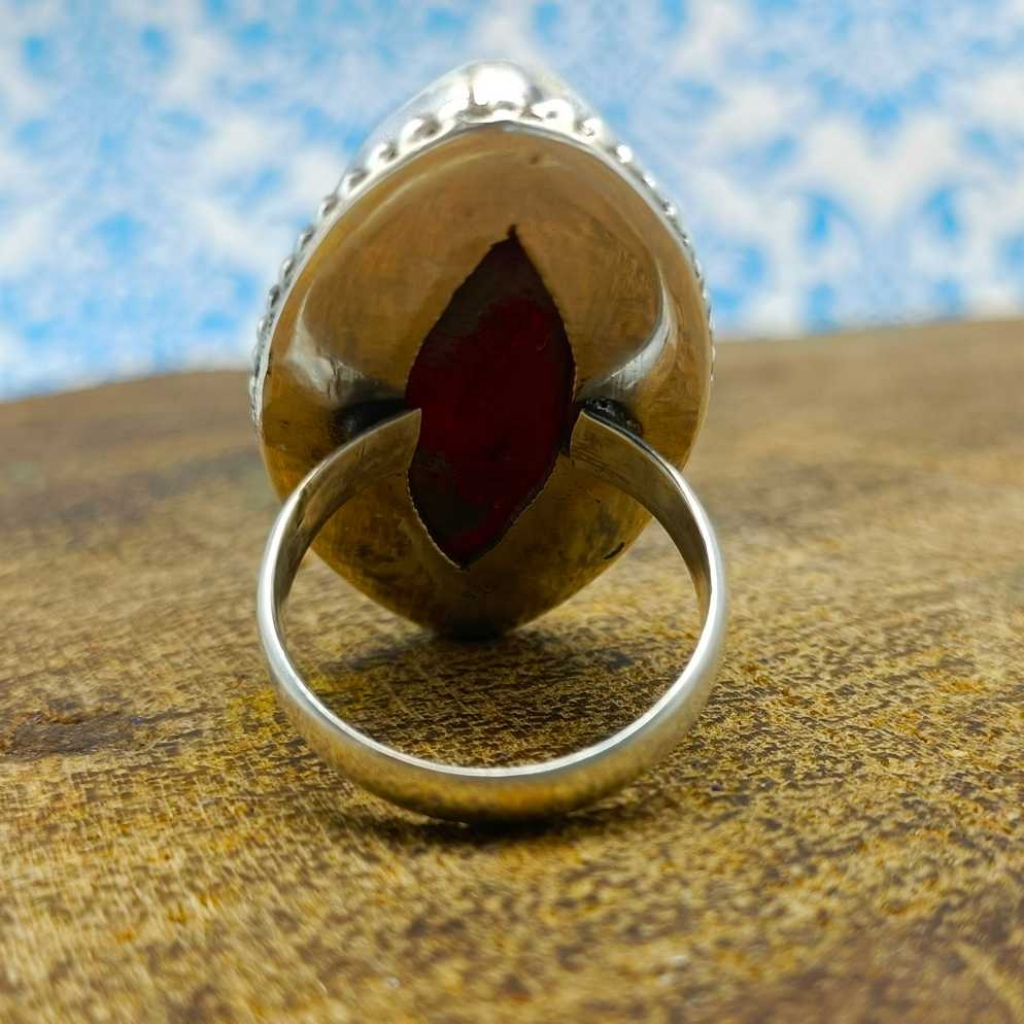 925 Sterling Silver Ruby Marquisee Shape Handmade Gemstone Boho Ring