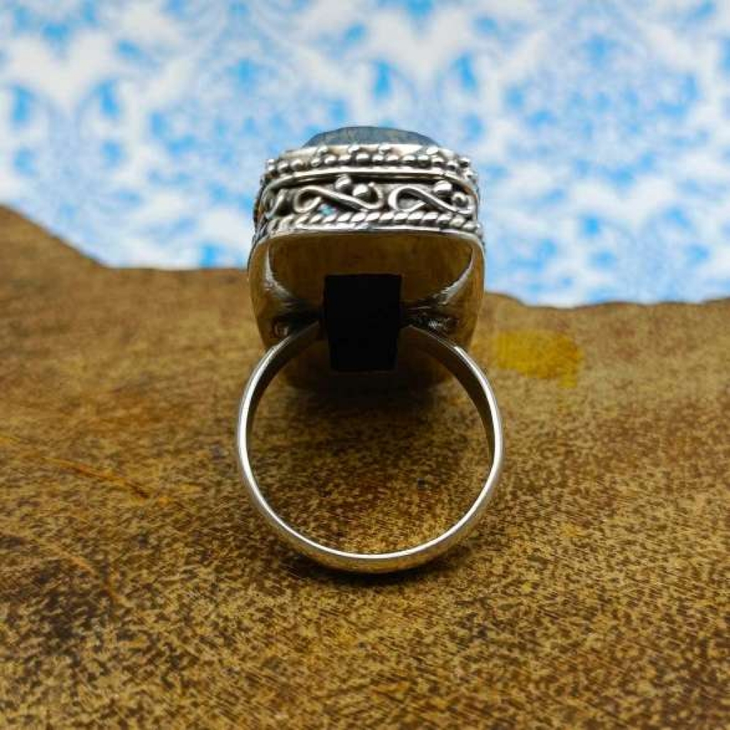 925 Sterling Silver Pyrite Square Shape Handmade Gemstone Ring Jewelry