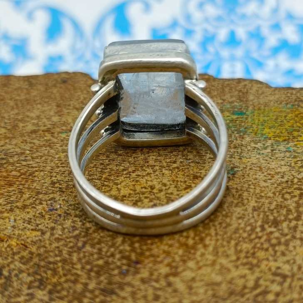 925 Sterling Silver Rainbow Moonstone Gemstone Square Shape Handmade Ring