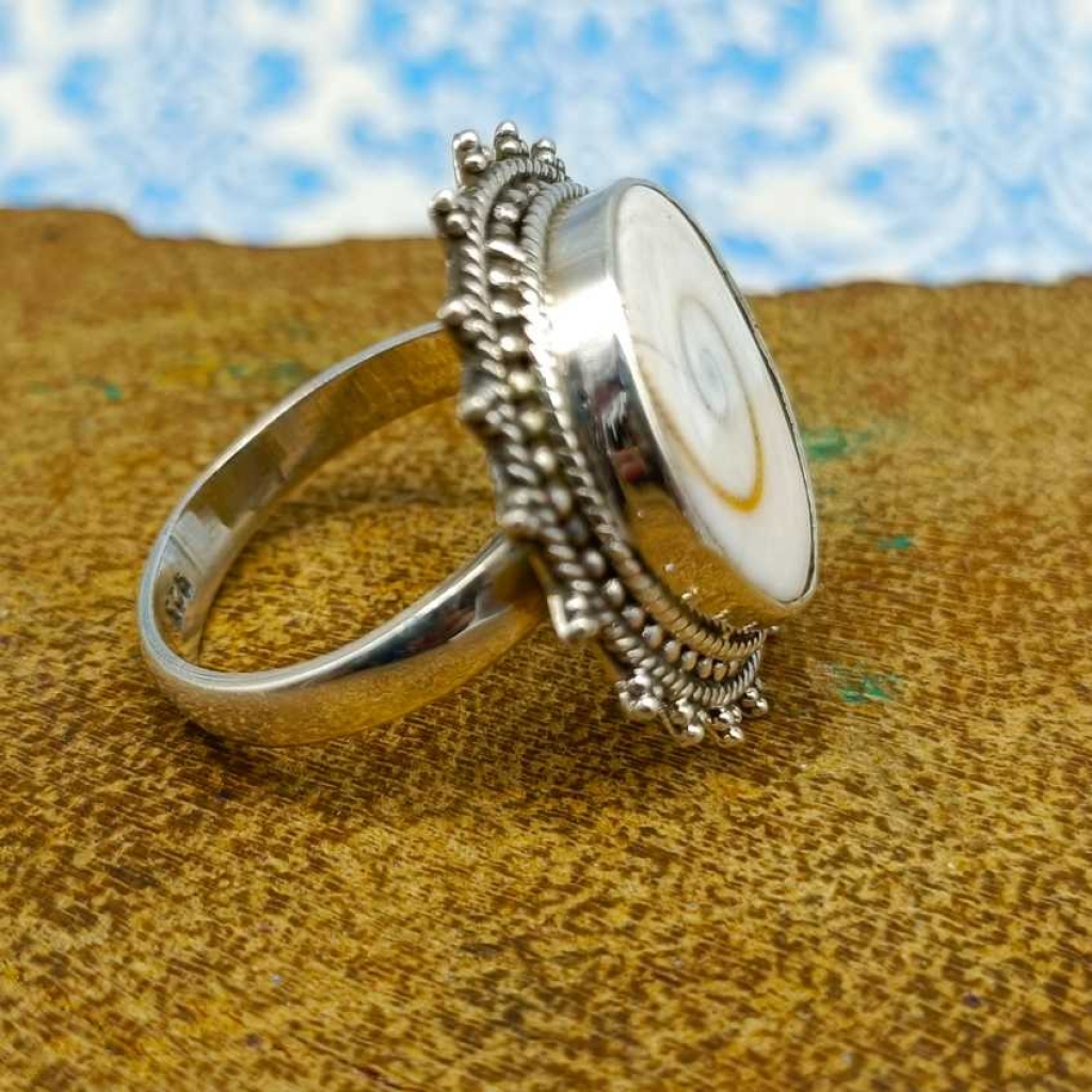 925 Sterling Silver Shiva Eye Gemstone Oval Shape Handmade Ring