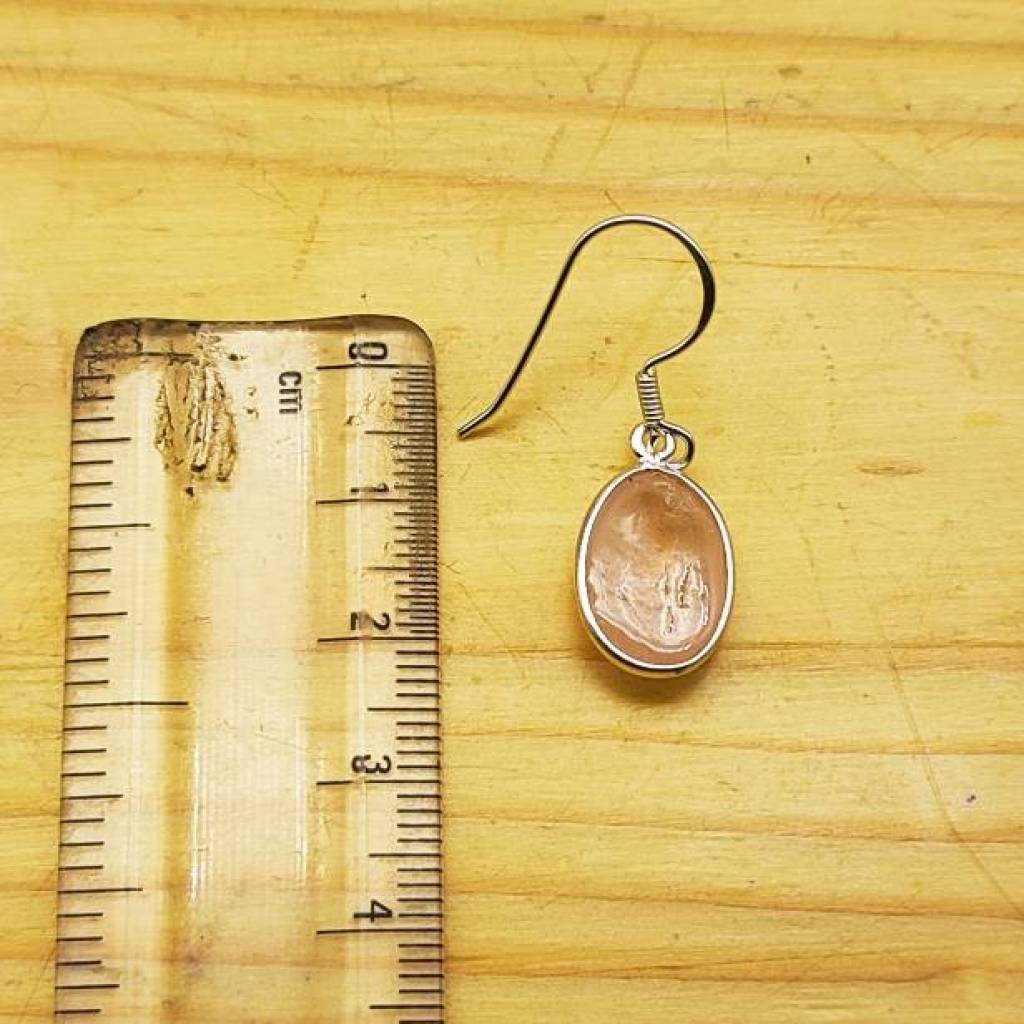 925 Sterling Silver Rose Quartz Oval Shape Gemstone Earring