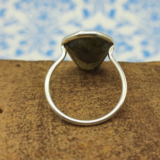 925 Sterling Silver Faceted Flashy Labradorite Handmade Coffin Ring