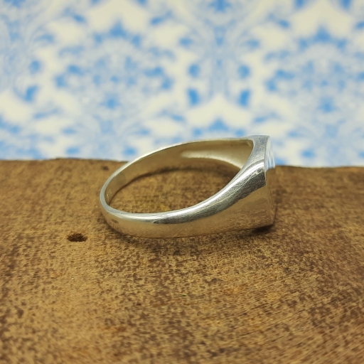 925 Sterling Silver Handmade Fine Polish Round Edge Square Shape Signet Ring