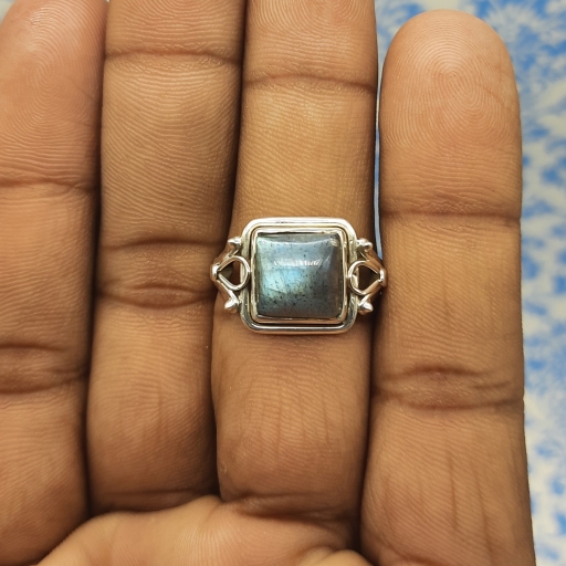 Full Flash Authentic Labradorite Handmade Bohemian Ring With 925 Sterling Silver