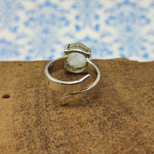 Hot Selling 925 Silver Simple Rainbow Moonstone Gemstone Adjustable Gift Item Ring