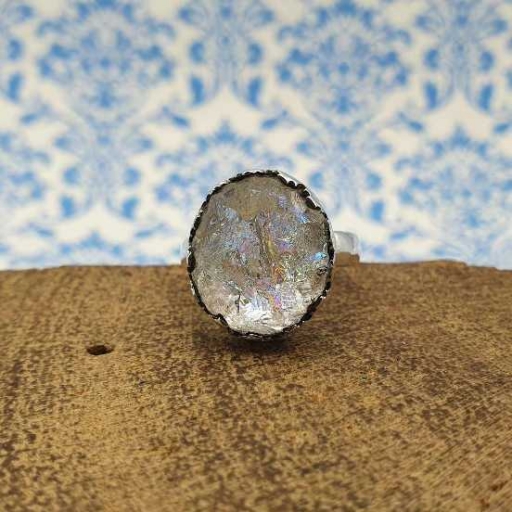 Raw Crystal Gemstone Handmade 925 Silver Bohemian Designer Ring