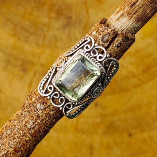 Green Amethyst Gemstone Designer 925 Sterling Silver Ring