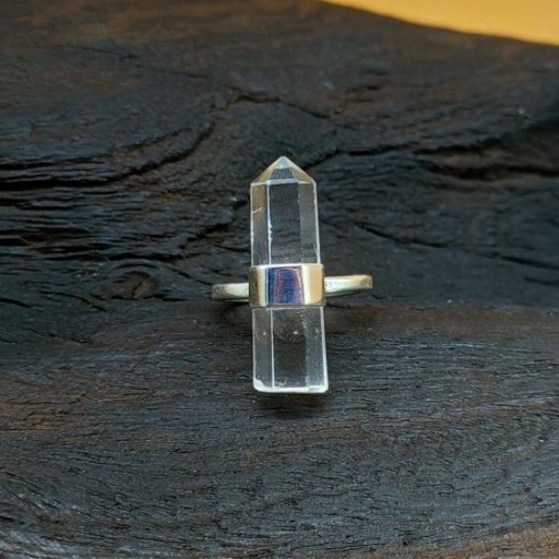 925 Sterling Silver Hot Selling Handicrafted Natural Crystal  Pencil Ring