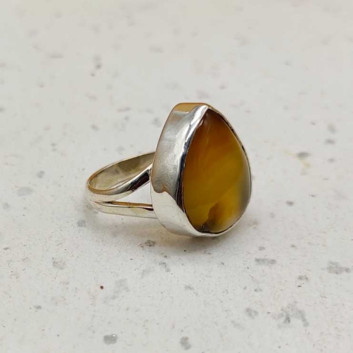 925 Sterling Silver yellow Chalcedony Gemstone Handmade Ring