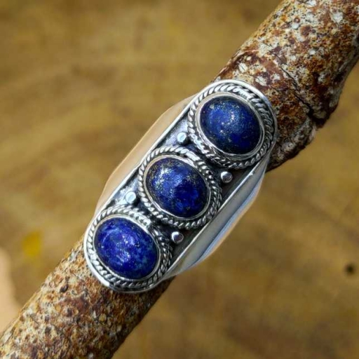 925 Sterling Silver Lapis Lazuli Gemstone Handmade Designer Ring