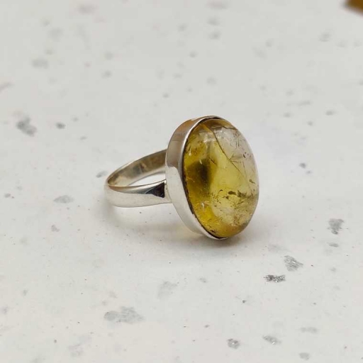925 Sterling Silver Natural Citrine Gemstone Daily Wear Ring For Womens