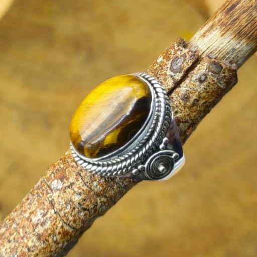 925 Sterling Silver Designer Tiger Eye Gemstone Ring For Her