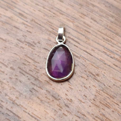 925 Sterling Silver Natural Amethyst Teardrop Shaped Pendant, Birthday Gift For Her