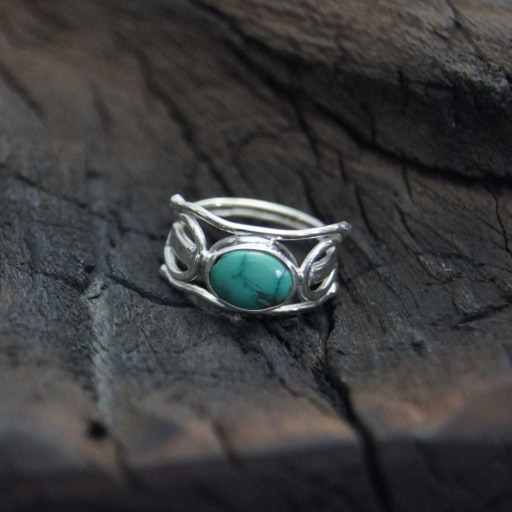 925 Sterling Silver Handmade Turquoise Gemstone Designer Ring