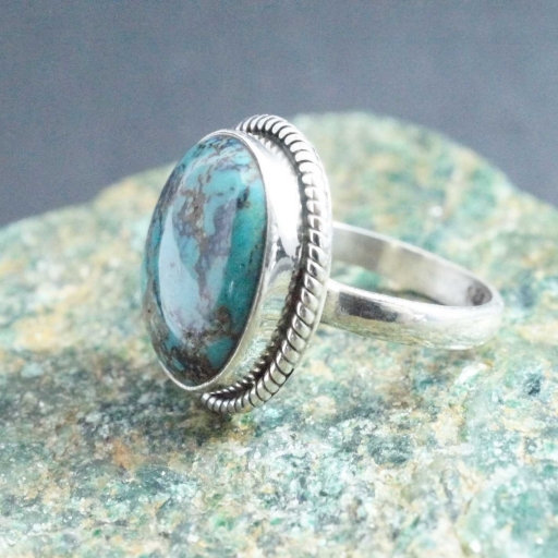 925 Sterling Silver Handmade Tibetian Turquoise Gemstone Bohemian Ring