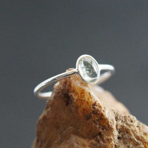 Faceted Oval Shape Crystal Quartz Gemstone 925 Silver Bezel Ring