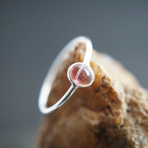 Tiny Pink Tourmaline Gemstone Handmade 925 Sterling Silver Ring