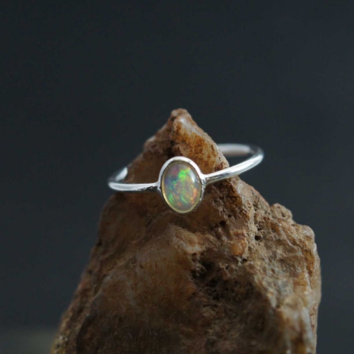 Tiny Opal Gemstone Handmade 925 Sterling Silver Ring