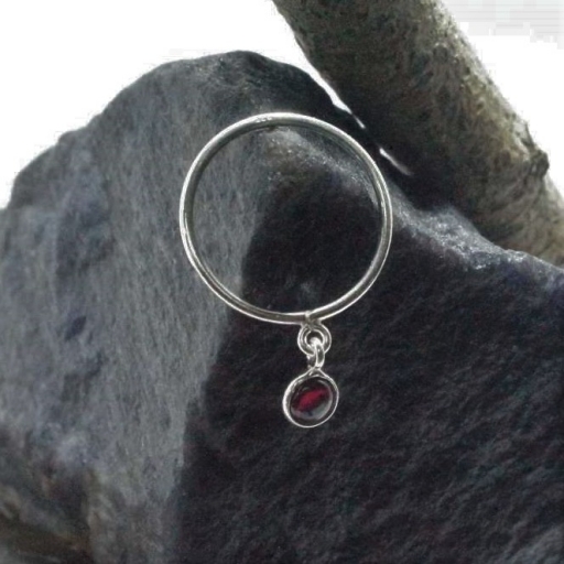 Round Shape Cabochon Garnet Gemstone Handmade 925 Silver Hanging Ring