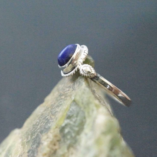 925 Sterling Silver Lapis Lazuli Gemstone Handmade Designer  Dainty Ring