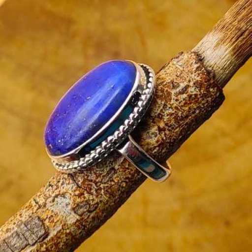 925 Sterling Silver Natural Lapis Lazuli Gemstone Handmade Ring For Girls