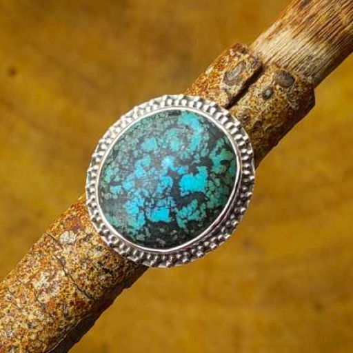 925 Sterling Silver Turquoise Gemstone Round Shape Ring For Gift