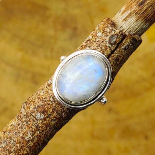 Natural Moonstone Designer White with Blue Flash 925 Sterling Silver Ring