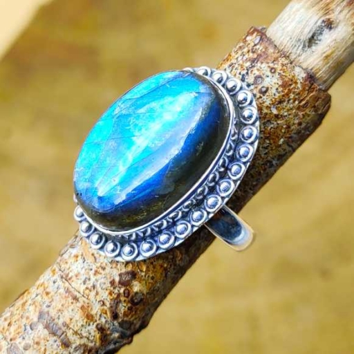 925 Sterling Silver Labradorite Gemstone Handmade Ring For Her