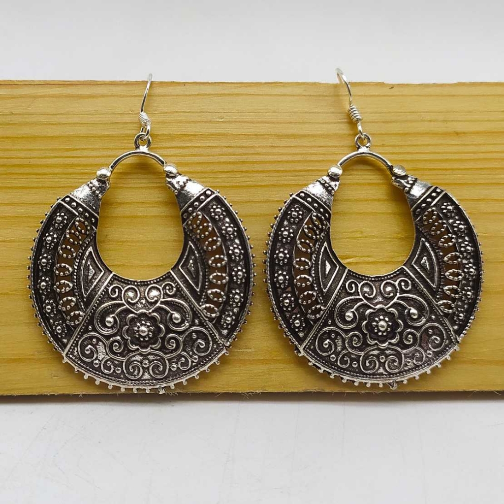 925 Sterling Silver Oxidised Handmade Gift Earring Jewelry