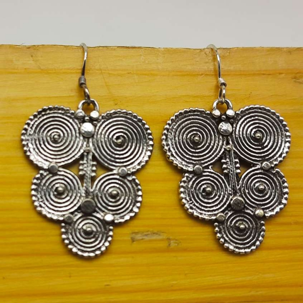 925 Sterling Silver Handmade Coin Bunch Shapes Earring Jewelry