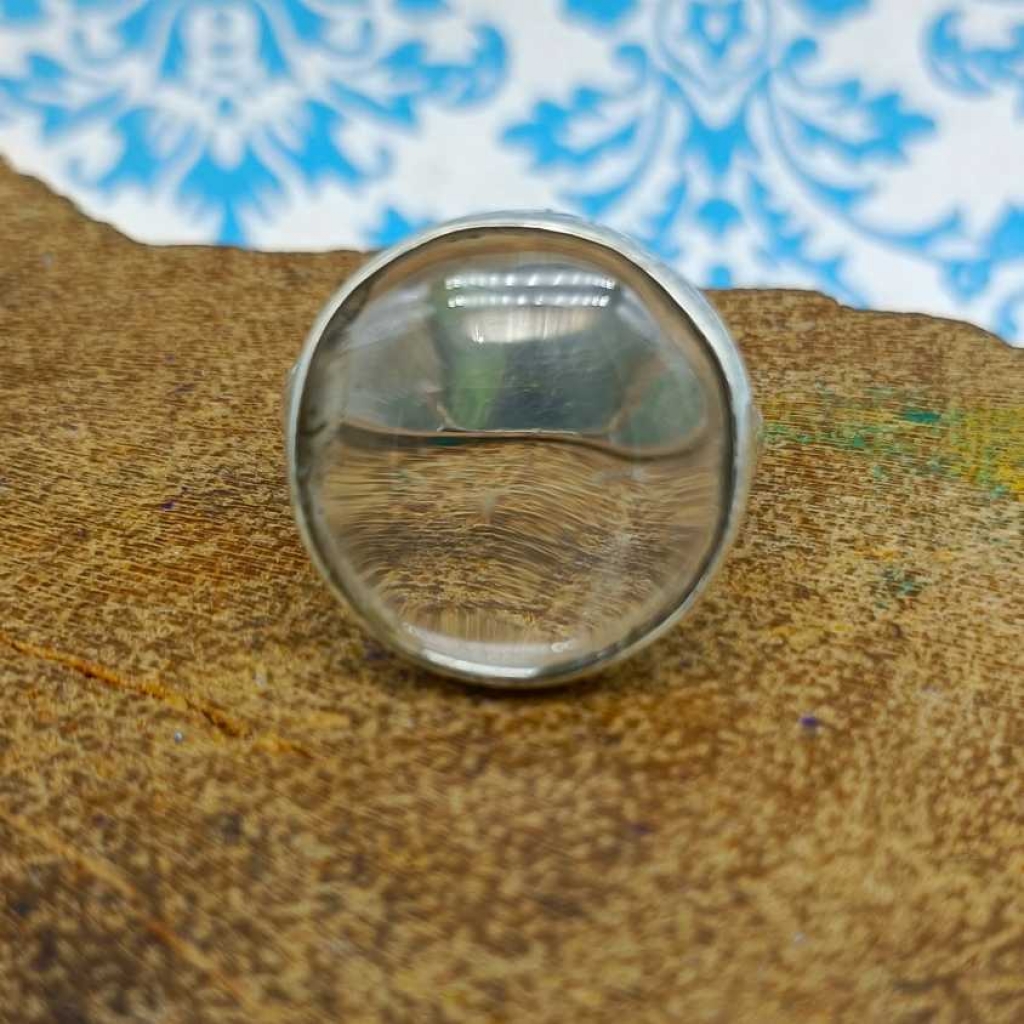 925 Sterling Silver Crystal Round Shape Gemstone Handmade Ring Jewelry