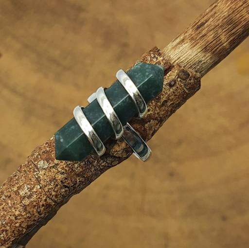 925 Sterling Silver Wire Wrapped Green Aventurine Pencil Ring , Gift item For Her