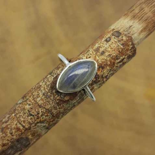 Marquise Shape Blue Fire Natural Labradorite Handmade Sterling Silver 925 Ring